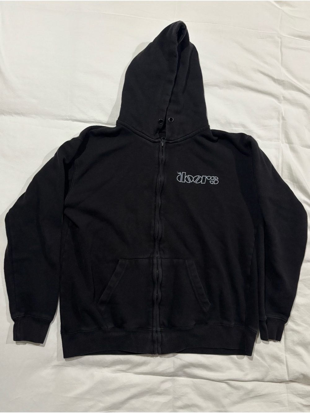 Black Full-Zip Hoodie with Chest Logo - The Doors Graphic